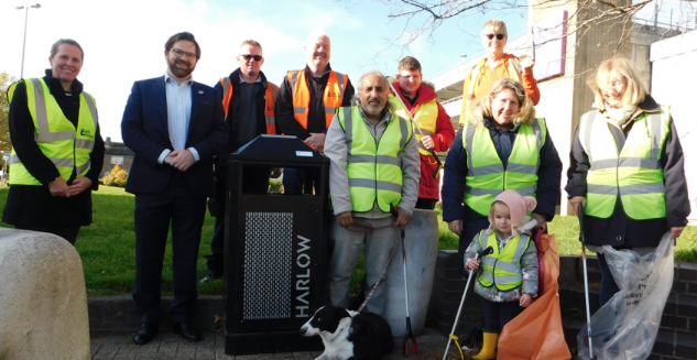 Technology makes it easier to report full or damaged litter bin in Harlow