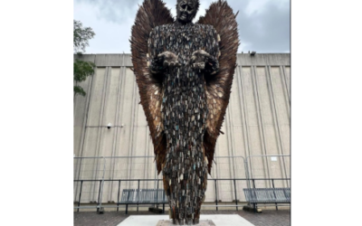 The arrival of The Knife Angel in Harlow